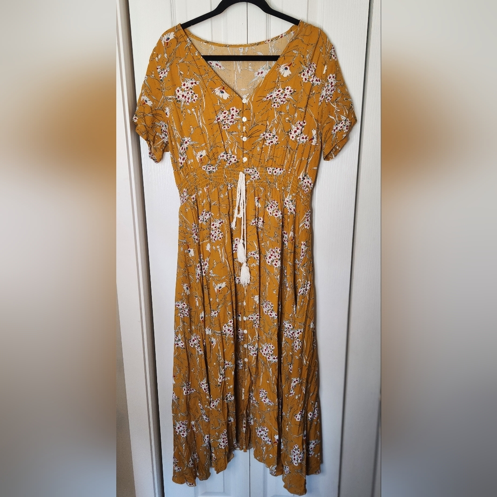XL Floral Midi Dress - fall autumn Boho Vibes! 🌼 - Picture 1 of 7